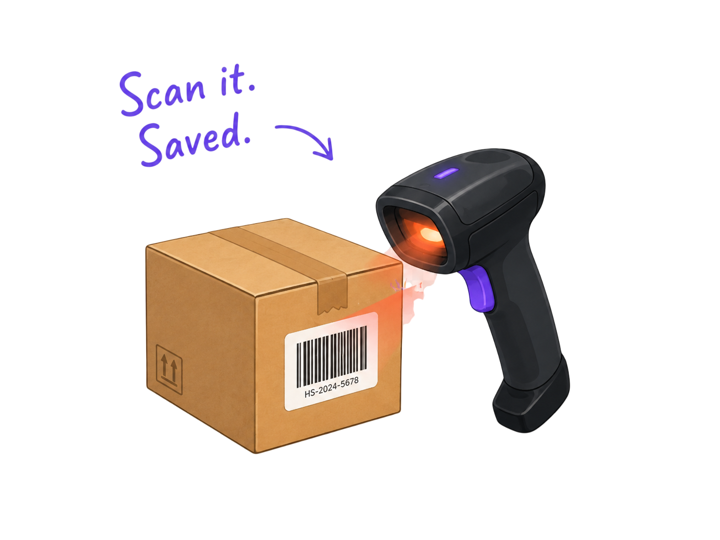 Scanning a barcode on a box